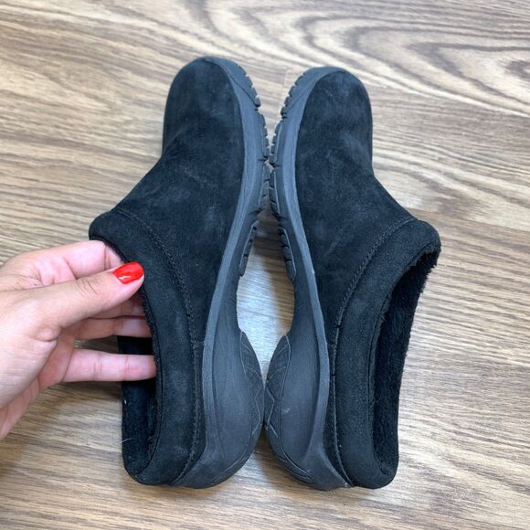 Merrell Encore Nova Crystal Slip On Clog Suede Black Leather J46830 Women Sz 6 - Picture 3 of 10